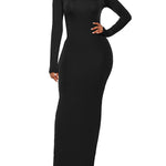 Bodycon Long Sleeves Solid Color High Neck Maxi Dresses