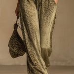 Leopard Print Sleeveless Top And Velvet Trousers Set