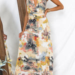 Printed Adjustable Tie Backless Maxi Dress