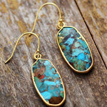 Dhungal Turquoise Drop Earrings - gold