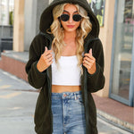 Zip Hooded Drawstring Teddy Coat