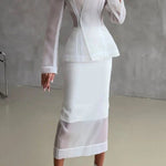 Perfectly Shaped Organza High Rise Side Zipper Pencil Midi Skirt