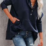 Women's New V-Neck Hooded Irregular Sweater
