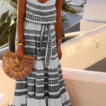 Simian style V-neck printed beach slip dress