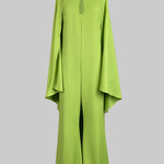 Batwing Sleeves Loose Hollow Solid Color Split-Joint Cold Shoulder Jumpsuits