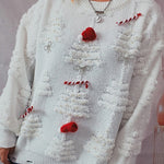 Handmade pearl Christmas theme sweater three-dimensional decorative sweater