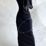 Long Sleeves Plus Size Solid Color Split-Joint Hooded Maxi Dresses