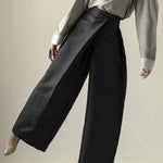 Loose Wide Leg Asymmetric Solid Color Casual Pants Bottoms Trousers