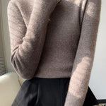 Casual Skinny Long Sleeves Solid Color Half Turtleneck Sweater Tops