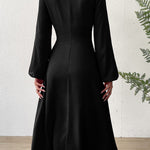 A-Line High Waisted Elasticity Knot Pleated Solid Color V-Neck Midi Dresses