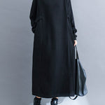 A-Line Long Sleeves Solid Color Mock Neck Midi Dresses