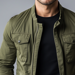 Men's Retro Casual Cotton Zipper Stand Collar Jacket