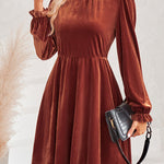 Turtleneck Long Sleeve Velvet Mini Dress
