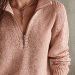 Relaxed Half-Zip Knit Pullover In Vintage Blush