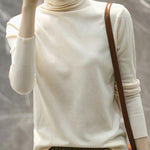 Solid Color Heaps Collar Long Sleeve Knitwear Tops