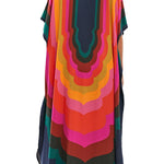Batwing Sleeves Loose Contrast Color Printed Sun Protection Round-Neck Maxi Dresses