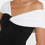 Short Sleeves Skinny Contrast Color Split-Joint One-Shoulder Evening Dresses Maxi Dresses