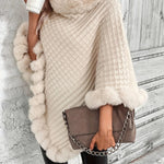 Elara ��� Faux Fur Trim Knit Poncho