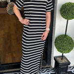 Women's Striped T-Shirt Dress with Pockets