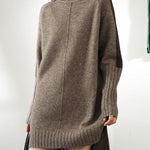 Loose Long Sleeves Contrast Color Half Turtleneck Sweater Dresses