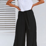 Spring and summer cotton and linen design sense strap loose wide-leg casual trousers