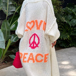 Calling for Love Back Printed Pocket Oversized Midi Cardigan