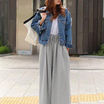 Loose Urban Gray Wide Leg Elastic Waist Pants