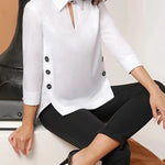 Long Sleeves Hollow Split-Joint Lapel Blouses&Shirts Tops