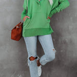 Women's New V-Neck Hooded Irregular Sweater