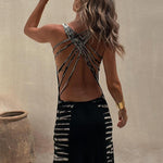 Starry Sky Tie-dye-print Stretch-back Maxi Dress