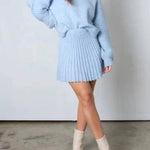 Knitted lantern sleeve skirt two-piece set