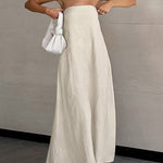 A-Line Loose Elasticity Pockets Solid Color Zipper Tube Maxi Dresses