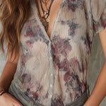 Vintage-style Striped Chiffon Blouse With Ruffled Sleeves