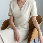 Simple Casual Solid Color Pleated Midi Dress