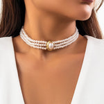Short Faux Pearl and Turquoise Bead Necklace