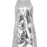 A-line Loose Shiny Solid Color Zipper Round-neck Mini Dresses