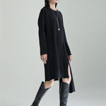 Casual Long Sleeves Loose Solid Color High-Neck Shawl&Sweater Dresses Two Pieces Set