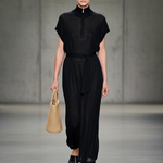 Women's Minimalist Knitted Zipper Collar Short-sleeved Sheer Maxi Dress