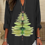 Women's Casual Watercolor Dragonfly Tree Cotton Blend Print T-shirt