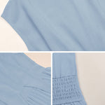 Loose Raglan Sleeve Elasticity Pleated Solid Color Split-Joint Tied Waist Round-Neck Midi Dresses