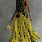 Loose Sleeveless Pockets Polka-Dot Printed Round-Neck Maxi Dresses