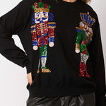 Christmas Soldier Sequined Fashion Casual Sweatshirt