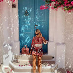 Ethnic style positioning print three-quarter sleeve mini dress