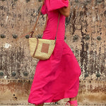 Puff Sleeve V-Neck A-Line Slim Dress