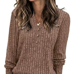 Mira ��� Soft Ribbed V-Neck Knit Top