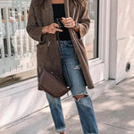 Large pocket loose simple cardigan