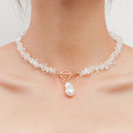 Statement Coral Chip & Pearl Necklace