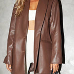 Bershka Oversized Faux Leather Blazer