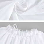 A-Line Loose Pleated Ruffled Solid Color Split-Joint Round-Neck Mini Dresses Shirt Dress