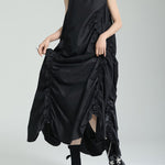 Irregular Clipping Loose Solid Color Round-Neck Midi Dresses